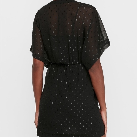 Express Metallic Clip Dot Kimono Sleeve Wrap Dress X Small - Picture 3 of 8